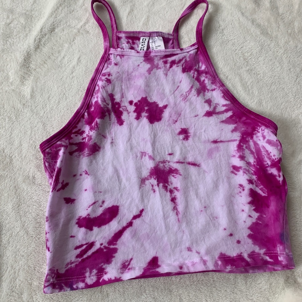 Pink tie dye tank top